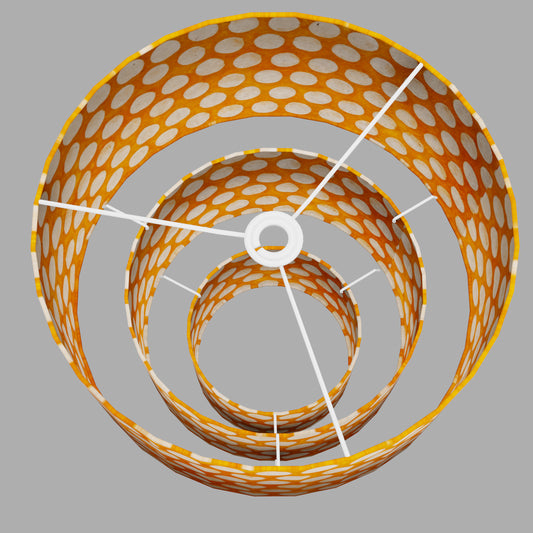 3 Tier Lamp Shade - B110 ~ Batik Dots on Orange, 40cm x 20cm, 30cm x 17.5cm & 20cm x 15cm