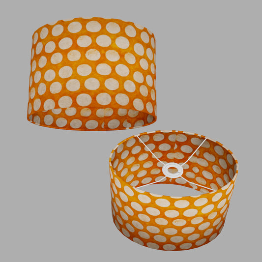 Oval Lamp Shade - B110 ~ Batik Dots on Orange, 30cm(w) x 20cm(h) x 22cm(d)