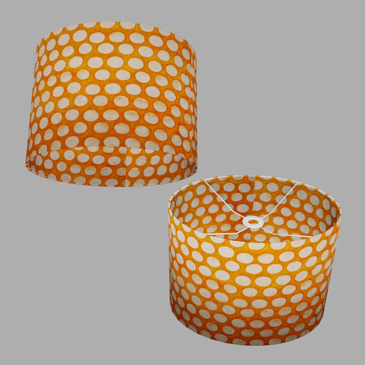 Oval Lamp Shade - B110 ~ Batik Dots on Orange, 40cm(w) x 30cm(h) x 30cm(d)