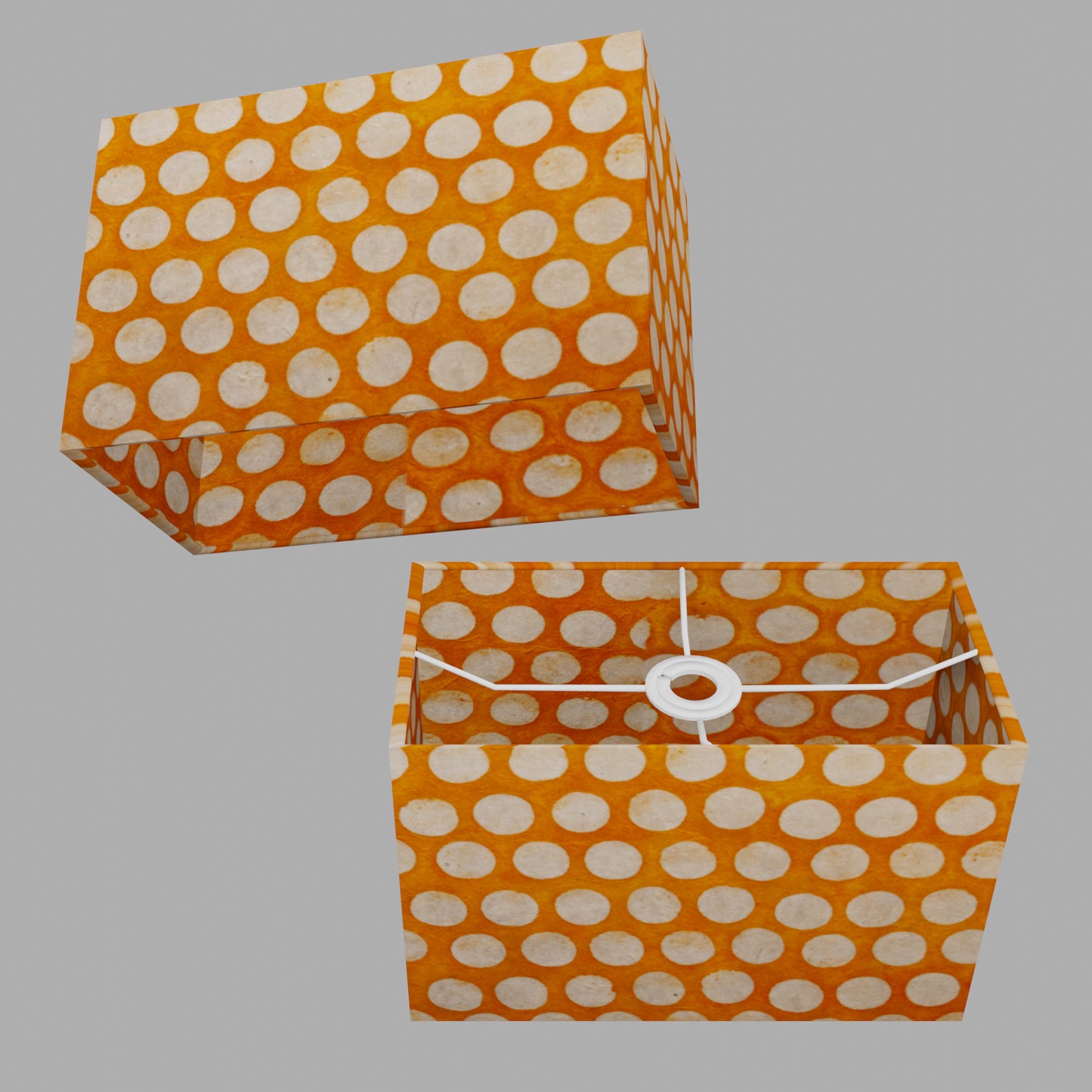 Rectangle Lamp Shade - B110 ~ Batik Dots on Orange, 30cm(w) x 20cm(h) x 15cm(d)