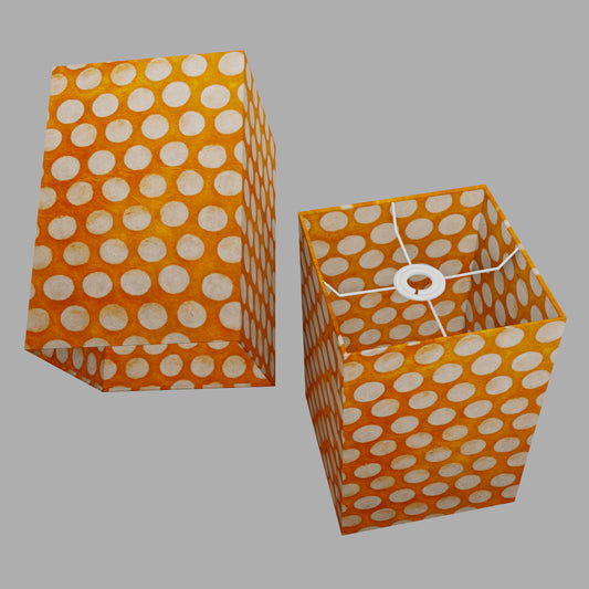 Square Lamp Shade - B110 ~ Batik Dots on Orange, 20cm(w) x 30cm(h) x 20cm(d)