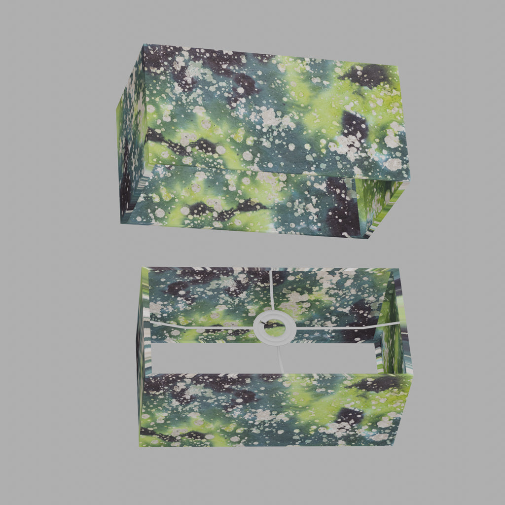 Rectangle Lamp Shade - B114 ~ Batik Canopy Greens, 40cm(w) x 20cm(h) x 20cm(d)