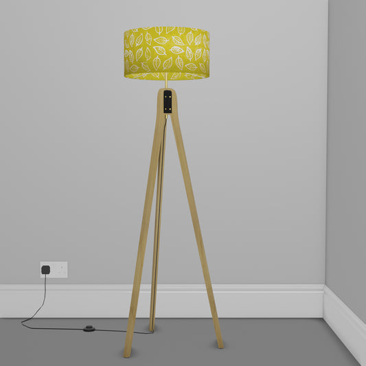 Oak Tripod Floor Lamp - B117 Batik Leaf Lime