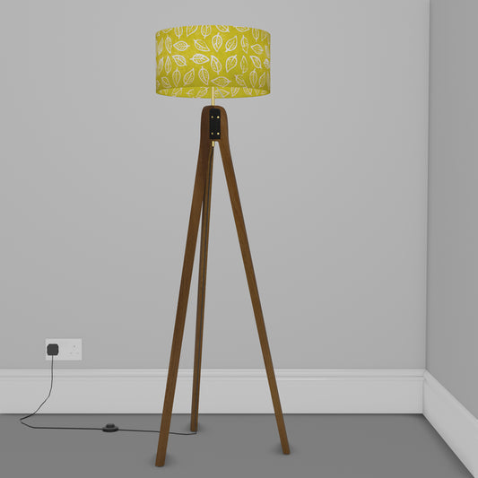 Sapele Tripod Floor Lamp - B117 Batik Leaf Lime