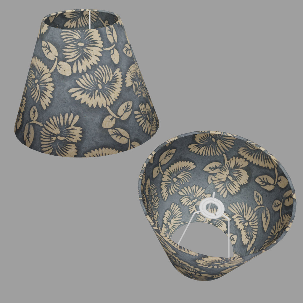 Conical Lamp Shade B119 ~ Batik Peony Grey, 15cm(top) x 30cm(bottom) x 22cm(height)