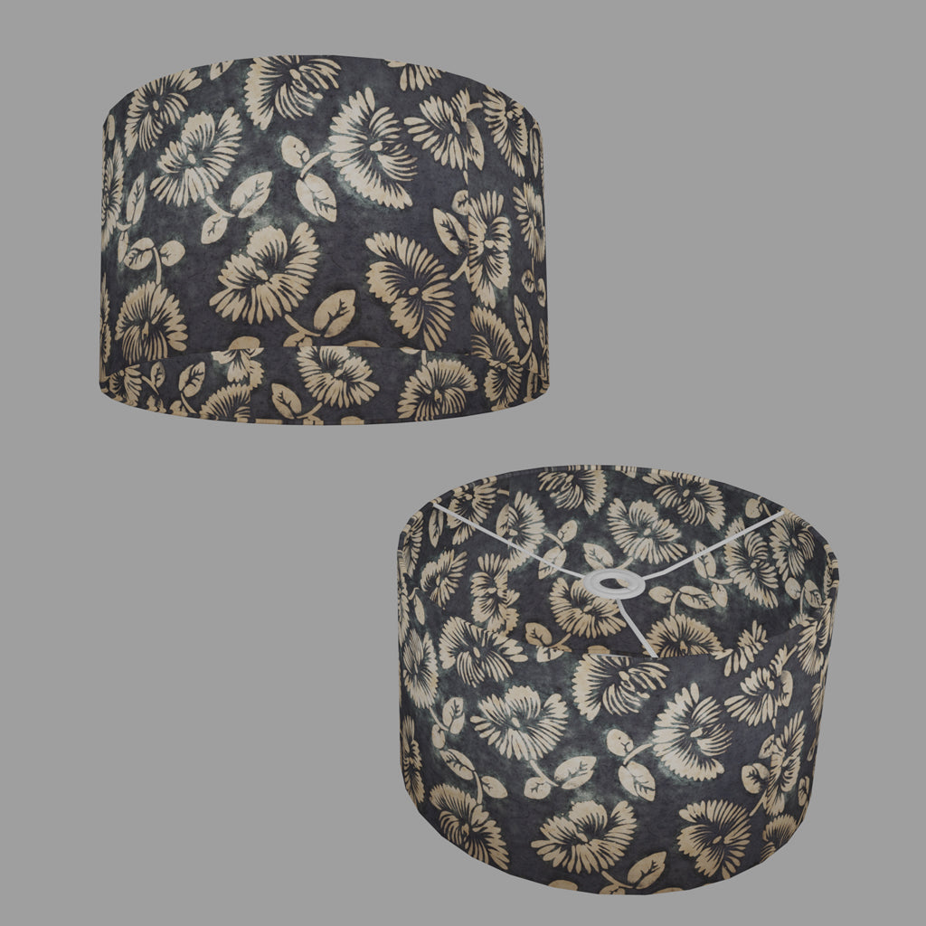 Drum Lamp Shades 35cm(d) x 20cm(h) ~ B119 Batik Peony Grey