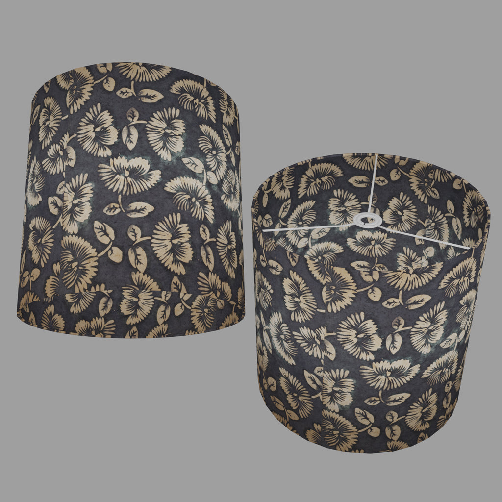 Drum Lamp Shades 40cm(d) x 20cm(h) ~ B119 Batik Peony Grey