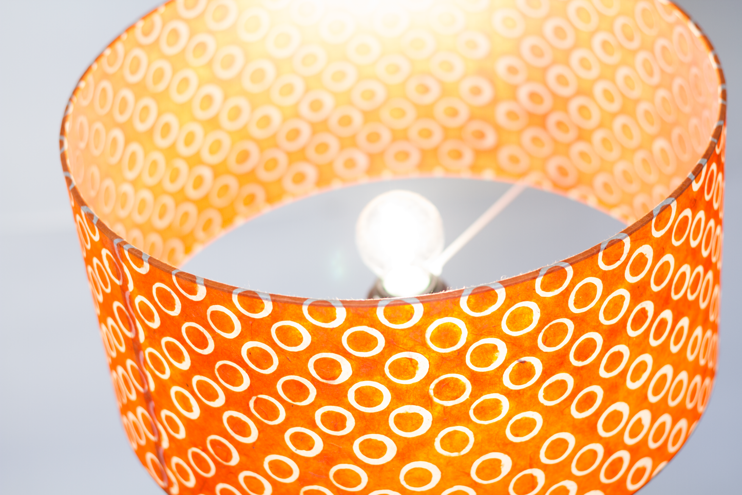 2 Tier Lamp Shade - P03 - Batik Orange Circles, 40cm x 20cm & 30cm x 15cm