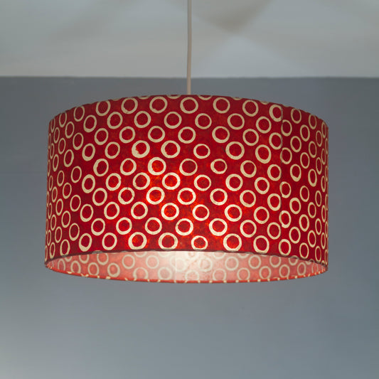 Drum Lamp Shade - P83 ~ Batik Red Circles, 40cm(d) x 20cm(h)