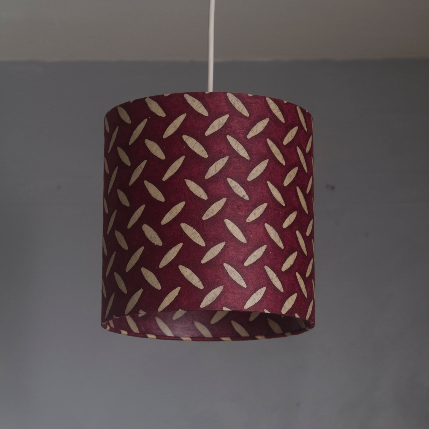 Oval Lamp Shade - P14 - Batik Tread Plate Cranberry, 30cm(w) x 20cm(h) x 22cm(d)