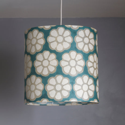 Oval Lamp Shade - P19 - Batik Big Flower on Rainforest, 30cm(w) x 30cm(h) x 22cm(d)