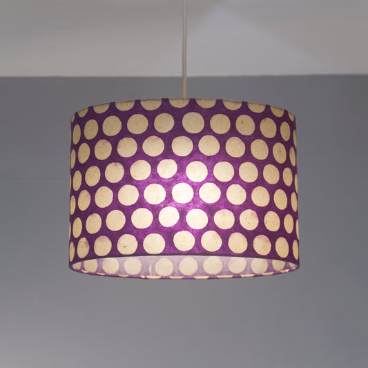 Drum Lamp Shade - P79 - Batik Dots on Purple, 25cm x 25cm