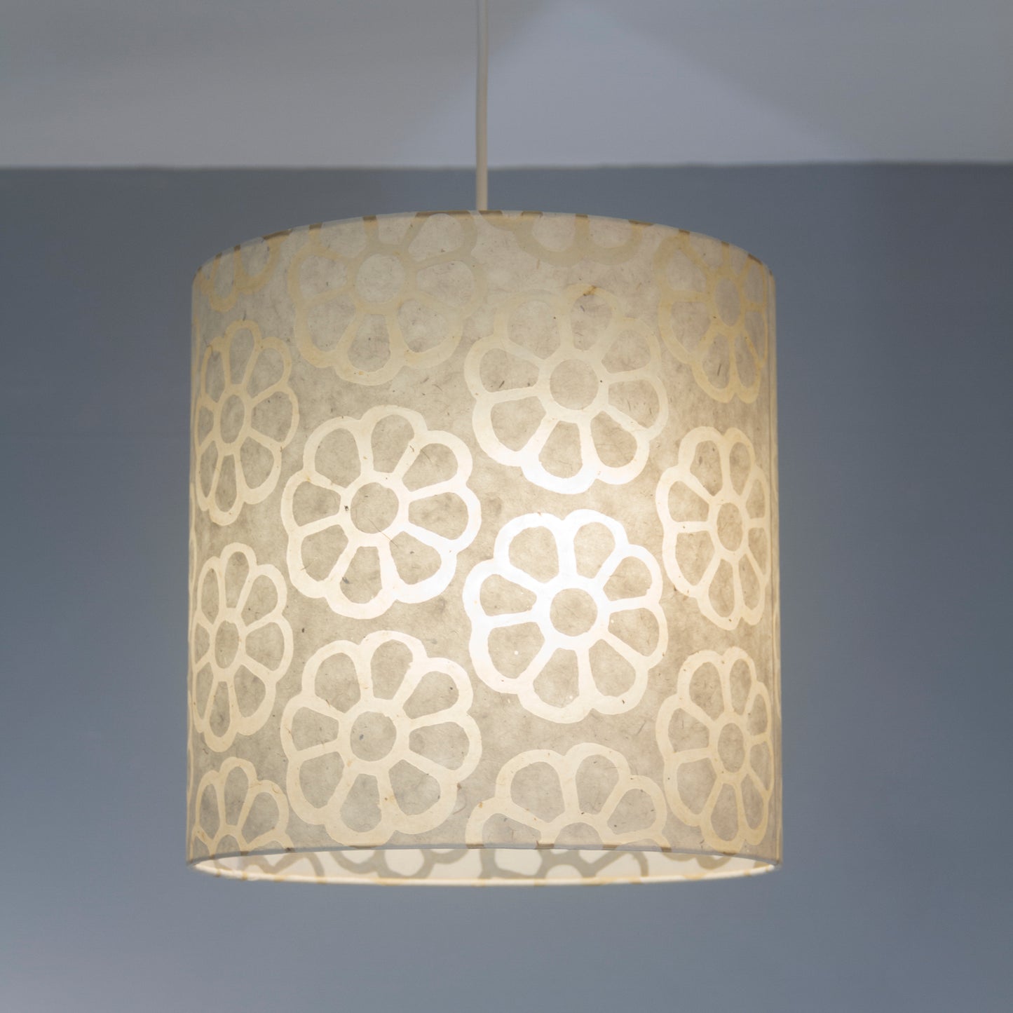 Conical Lamp Shade P17 - Batik Big Flower on Natural, 23cm(top) x 35cm(bottom) x 31cm(height)