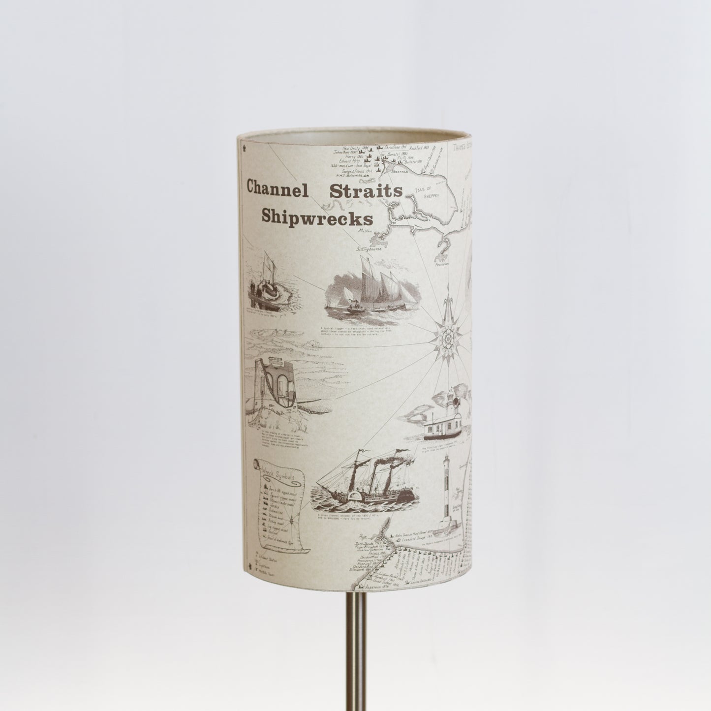 Channel Straits Shipwrecks Map Drum Lamp Shade