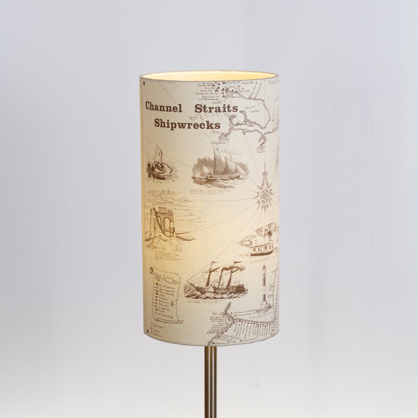 Channel Straits Shipwrecks Map Drum Lamp Shade