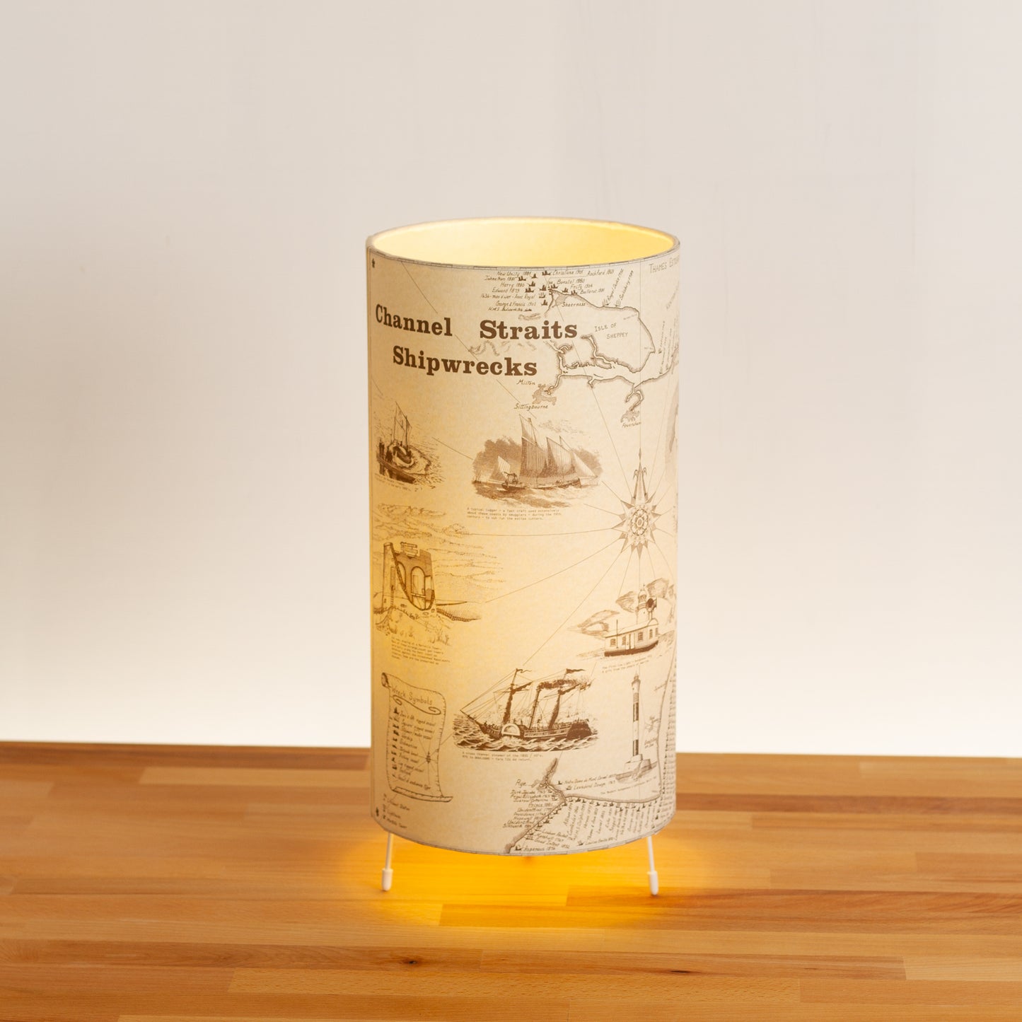 Channel Straits Shipwrecks Map - Free-standing Table Lamp