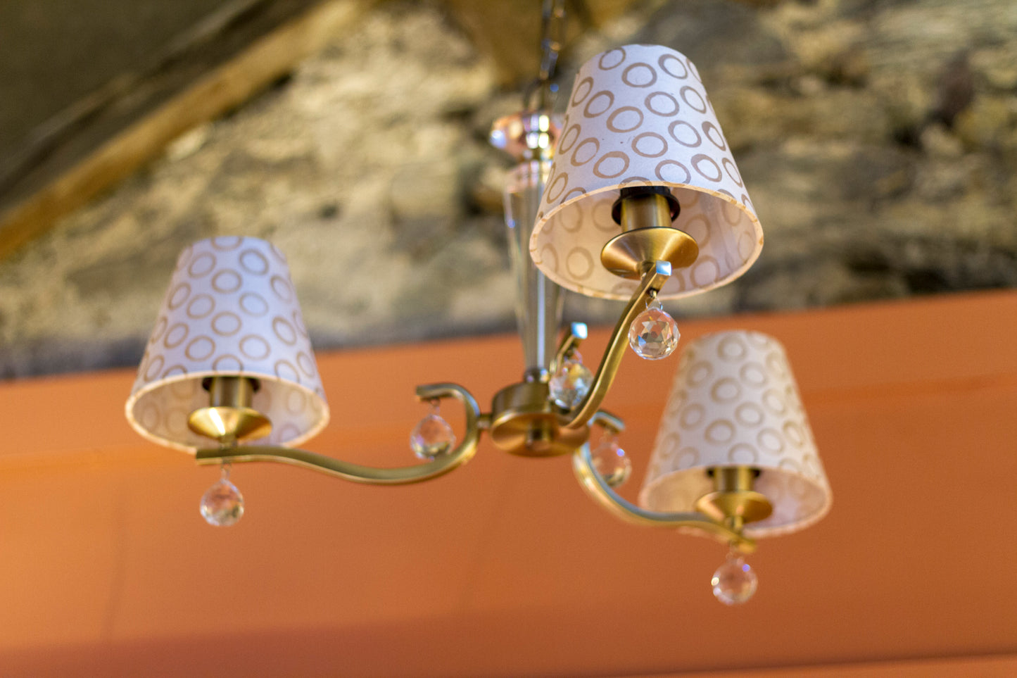 Clip on Lamp Shade - Short - P74 Batik Circles Natural