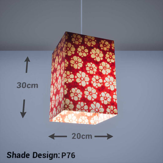 Square Lamp Shade - P76 - Batik Star Flower Red, 20cm(w) x 30cm(h) x 20cm(d) - Imbue Lighting