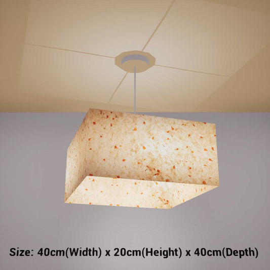 Square Lamp Shade - P32 - Marigold Petals on Natural Lokta, 40cm(w) x 20cm(h) x 40cm(d) - Imbue Lighting