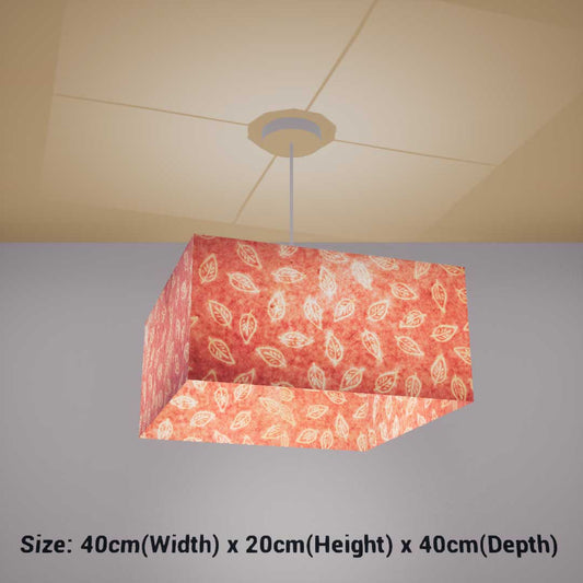 Square Lamp Shade - P67 - Batik Leaf on Pink, 40cm(w) x 20cm(h) x 40cm(d) - Imbue Lighting