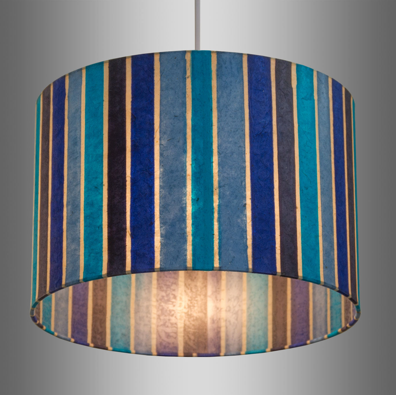 Drum Lamp Shade - P05 - Batik Stripes Blue, 60cm(d) x 20cm(h)