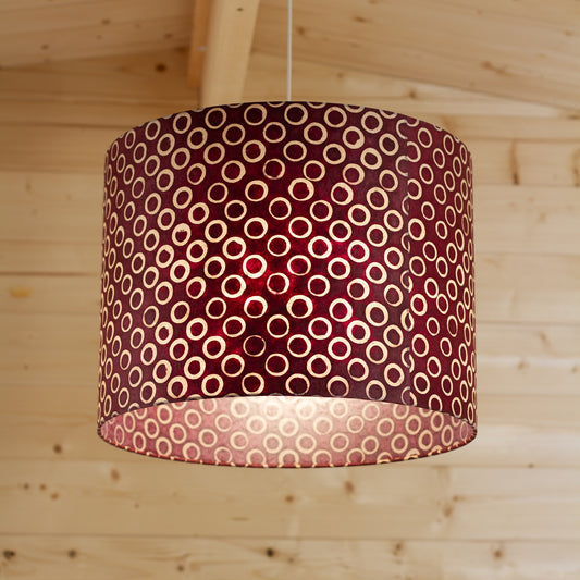 Drum Lamp Shade - P73 - Batik Cranberry Circles, 40cm(d) x 30cm(h)