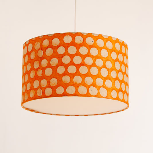 Drum Lamp Shade - B110 ~ Batik Dots on Orange, 35cm(d) x 20cm(h)