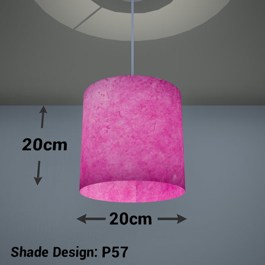 Drum Lamp Shade - P57 - Hot Pink Lokta, 20cm(d) x 20cm(h)