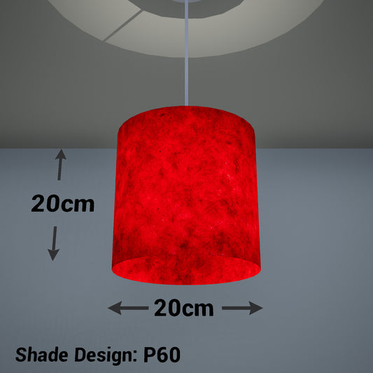 Drum Lamp Shade - P60 - Red Lokta, 20cm(d) x 20cm(h)