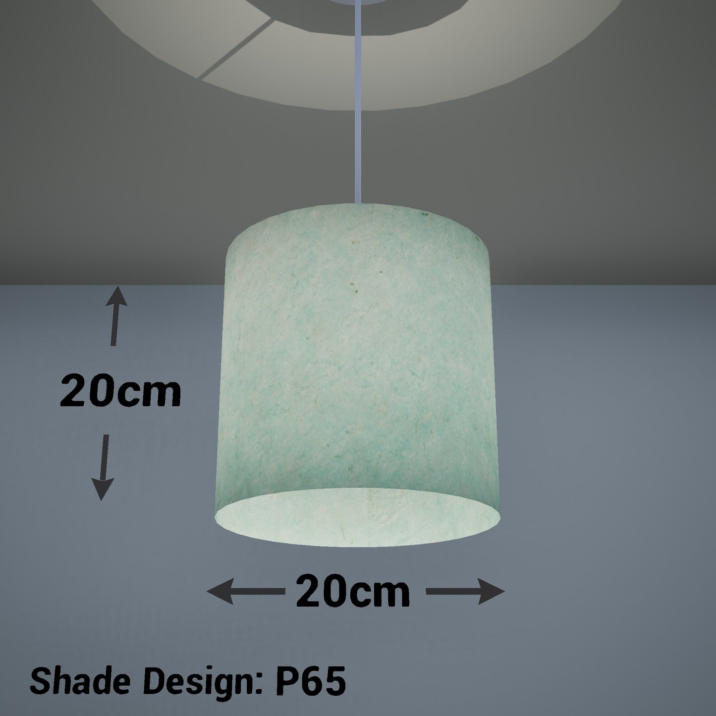 Drum Lamp Shade - P65 - Turquoise Lokta, 20cm(d) x 20cm(h)