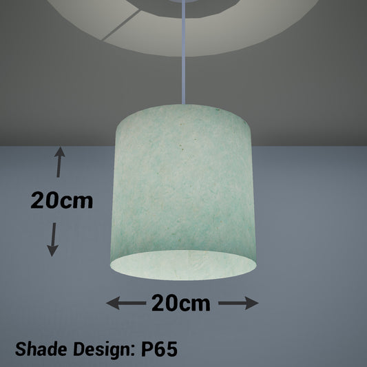 Drum Lamp Shade - P65 - Turquoise Lokta, 20cm(d) x 20cm(h)