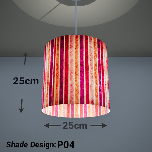 Drum Lamp Shade - P04 - Batik Stripes Pink, 25cm x 25cm