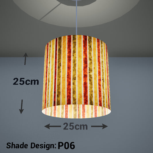 Drum Lamp Shade - P06 - Batik Stripes Autumn, 25cm x 25cm