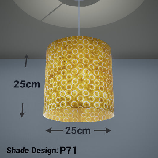 Drum Lamp Shade - P71 - Batik Yellow Circles, 25cm x 25cm