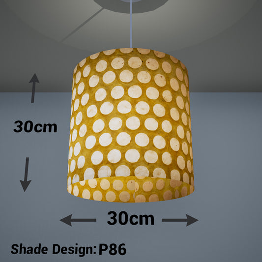 Drum Lamp Shade - P86 ~ Batik Dots on Yellow, 30cm(d) x 30cm(h)