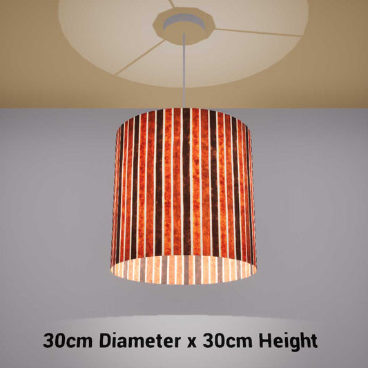 Drum Lamp Shade - P07 - Batik Stripes Brown, 30cm(d) x 30cm(h) - Imbue Lighting