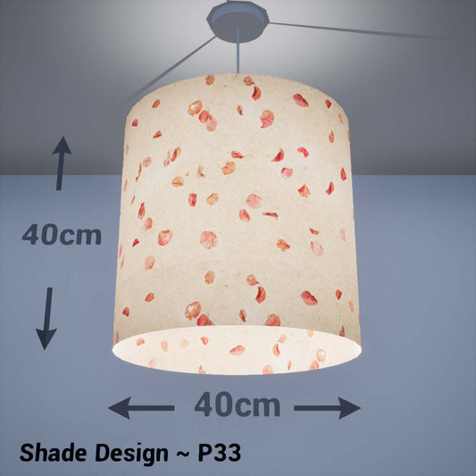 Drum Lamp Shade - P33 - Rose Petals on Natural Lokta, 40cm(d) x 40cm(h) - Imbue Lighting