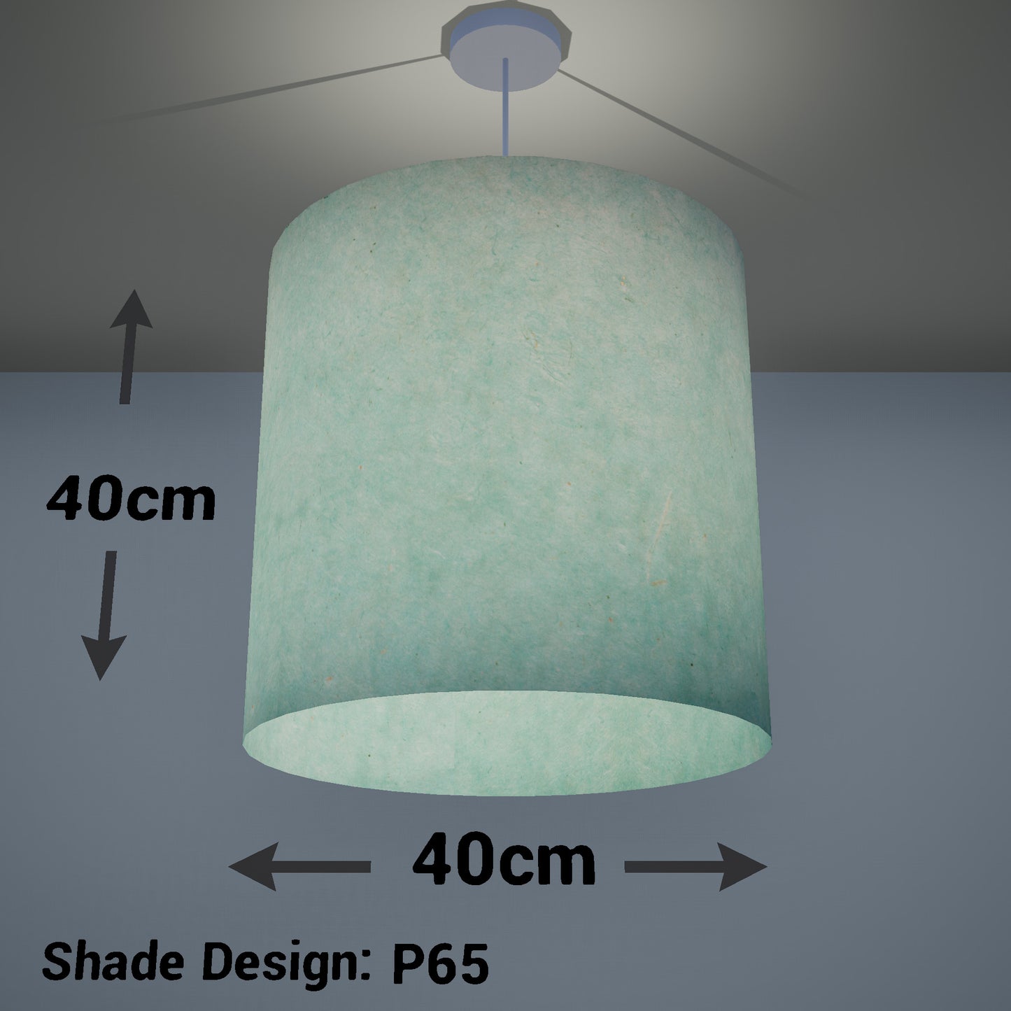 Drum Lamp Shade - P65 - Turquoise Lokta, 40cm(d) x 40cm(h)