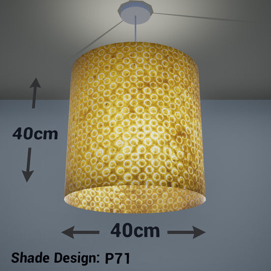 Drum Lamp Shade - P71 - Batik Yellow Circles, 40cm(d) x 40cm(h) - Imbue Lighting