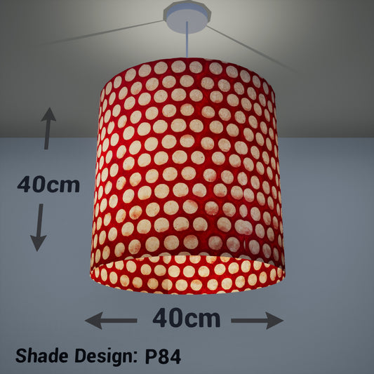 Drum Lamp Shade - P84 ~ Batik Dots on Red, 40cm(d) x 40cm(h)