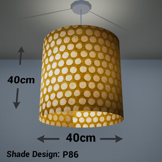 Drum Lamp Shade - P86 ~ Batik Dots on Yellow, 40cm(d) x 40cm(h)