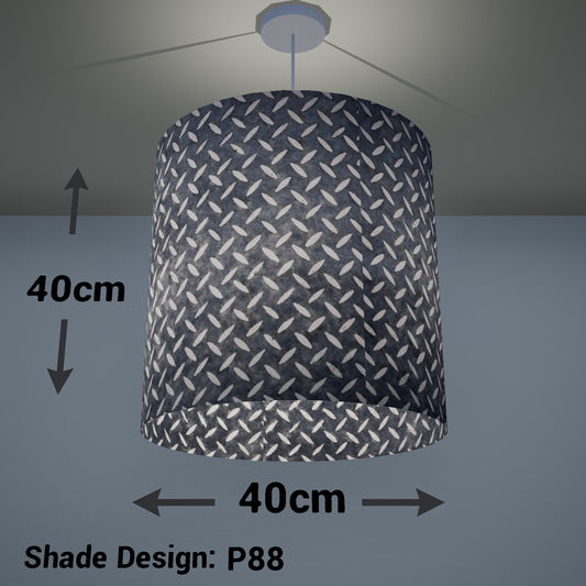 Drum Lamp Shade - P88 ~ Batik Tread Plate Grey, 40cm(d) x 40cm(h)