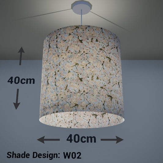 Drum Lamp Shade - W02 ~ Pink Cherry Blossom on Grey, 40cm(d) x 40cm(h) - Imbue Lighting