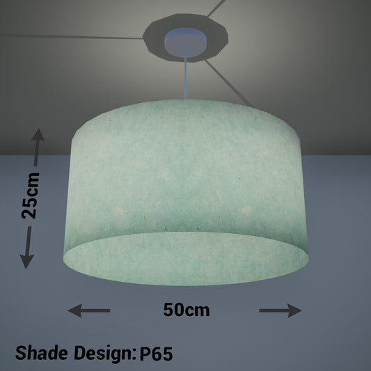 Drum Lamp Shade - P65 - Turquoise Lokta, 50cm(d) x 25cm(h)