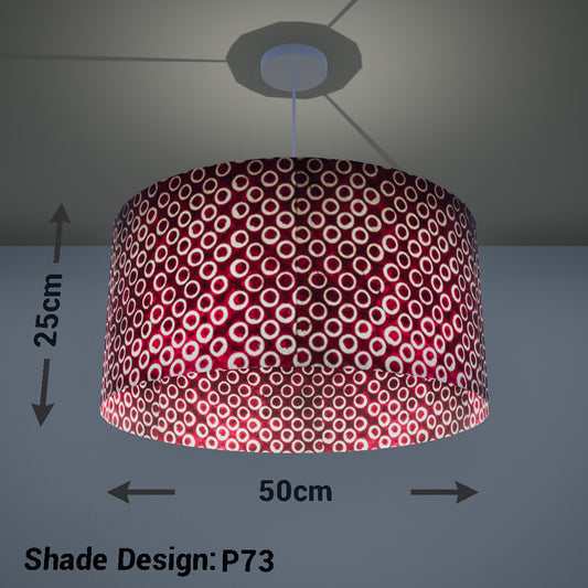 Drum Lamp Shade - P73 - Batik Cranberry Circles, 50cm(d) x 25cm(h)