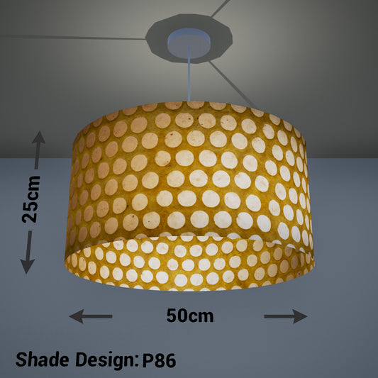 Drum Lamp Shade - P86 ~ Batik Dots on Yellow, 50cm(d) x 25cm(h)