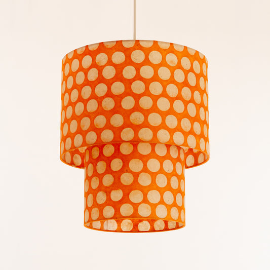 2 Tier Lamp Shade - B110 ~ Batik Dots on Orange, 30cm x 20cm & 20cm x 15cm