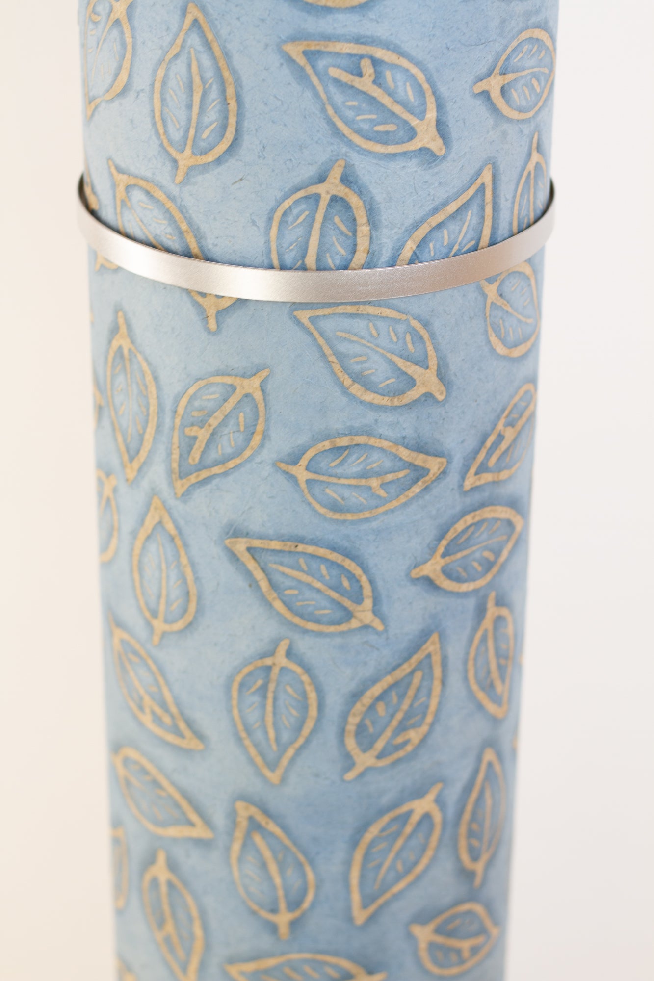 3 Panel Floor Lamp - P31 - Batik Leaf on Blue, 20cm(d) x 1.4m(h)