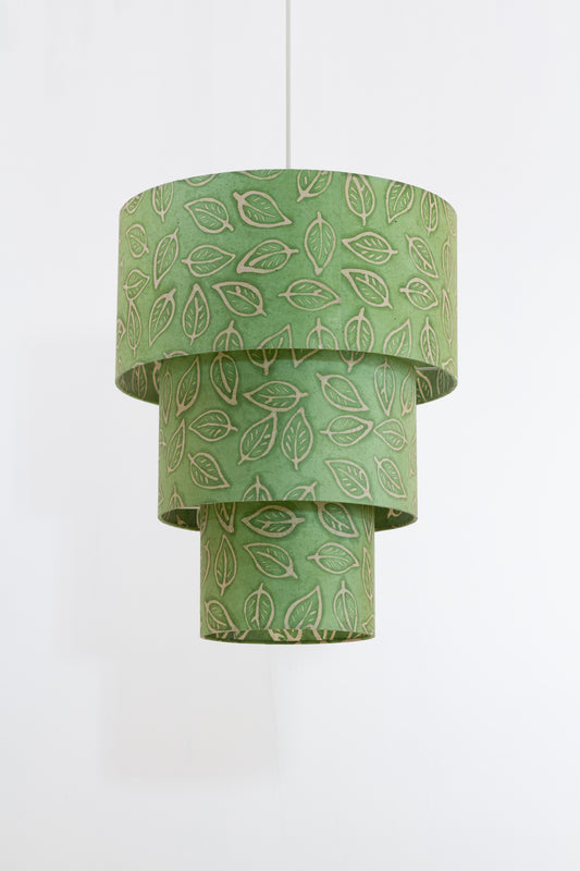 3 Tier Lamp Shade - P29 - Batik Leaf on Green, 40cm x 20cm, 30cm x 17.5cm & 20cm x 15cm