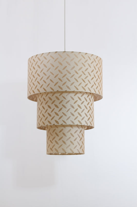 3 Tier Lamp Shade - P10 - Batik Tread Plate Natural, 40cm x 20cm, 30cm x 17.5cm & 20cm x 15cm